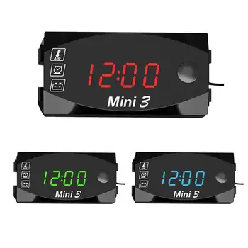 

Motorcycle Electronic Clock Thermometer Voltmeter Waterproof Dust-proof LED Watch with Universal Large Screen Digital Display