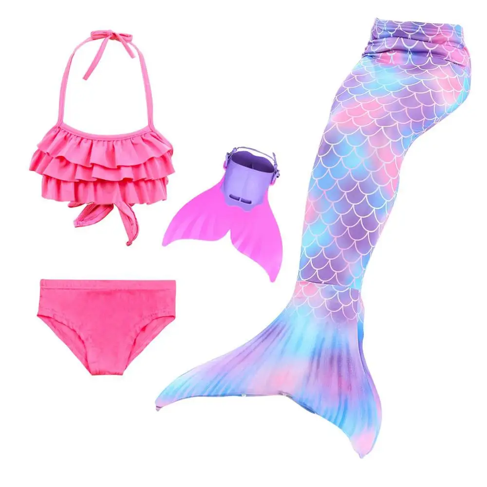 mermaid 1-4pcs Стиль, хвост русалки для девочек, купальный костюм, костюм русалки для костюмированной вечеринки, купальный костюм, детский купальник принцессы, купальный костюм, бикини - Цвет: mermaid 1-4pcs