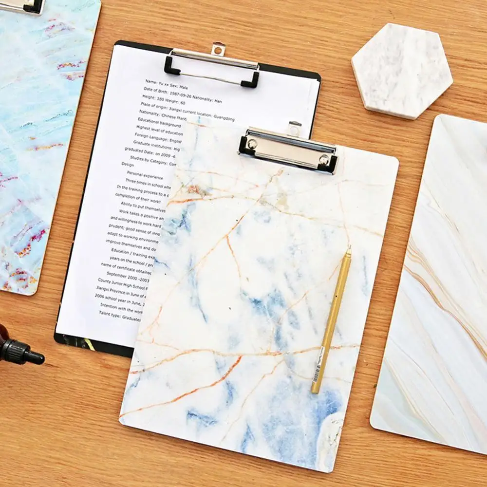 А4 Мраморный планшет с зажимом FileFolder блокнот красочный зажим доска WordPad школьные