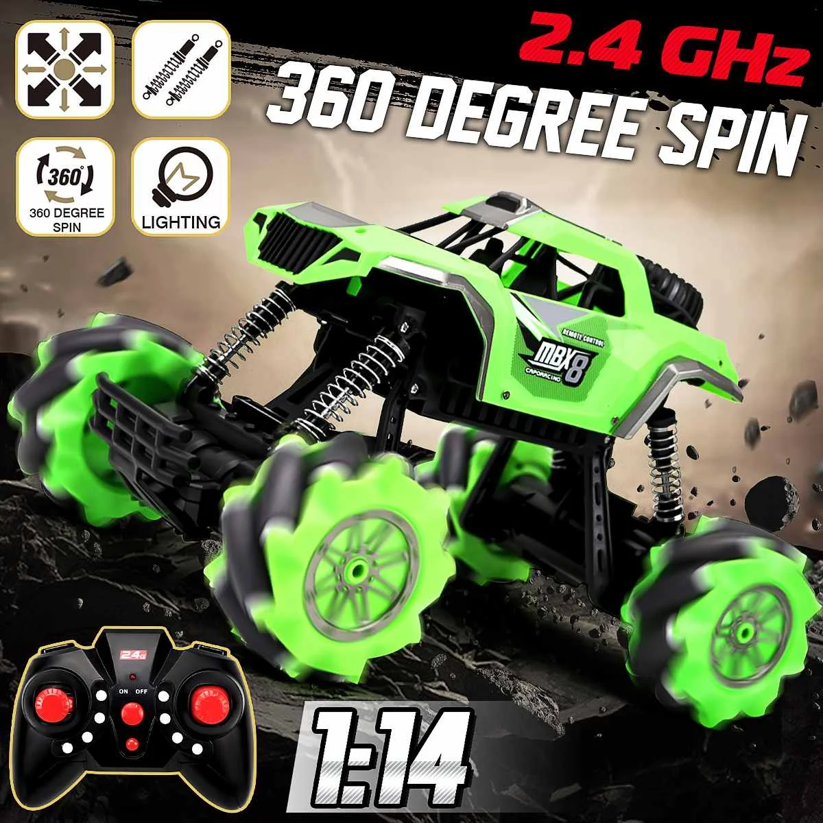 1:14 4WD RC автомобили 2,4G радиоуправляемые игрушечные машинки RC багги высокая скорость 360 градусов вращающиеся грузовики внедорожные Грузовики Игрушки для детей