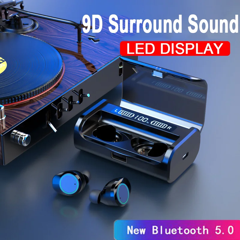 

TWS Wireless Earphone Bluetooth 5.0 Earphones Power Display Touch Control Sport Stereo Earbuds Headset with 4000mA charging case