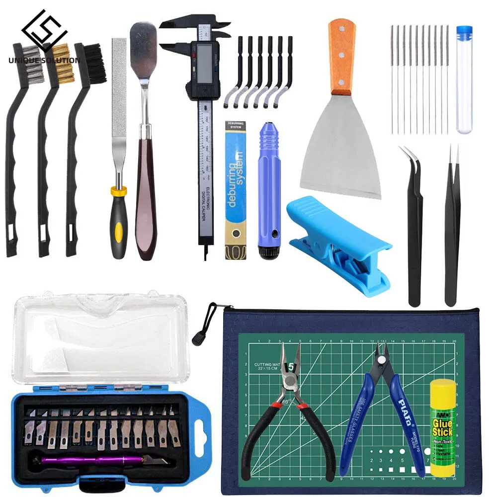 46 Pieces 3D Print Tool Kit Includes Debur Tool Cleaning Removal Tool with Storage Bag 3D Printer Tool Set for Cleaning wp includes