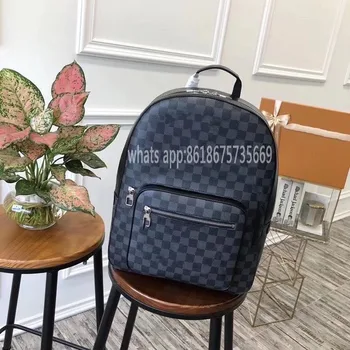 

Black backpack 2020 men's fashion designer backpack high-quality leather bag nylon strap black