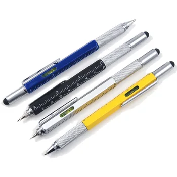 

4Pcs Tool Multi Function Pen Screwdriver Ruler Spirit Level with A Top and Scale Ballpoint 6 In 1 Pen