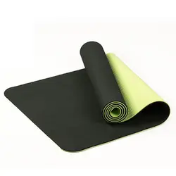 6 мм Tpe двухцветный нескользящий коврик для йоги, спортивный коврик 183x61 см, домашний фитнес, безвкусный коврик, черный