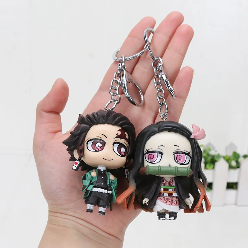 2 шт./компл. 7 см с рисунком из аниме «Демон» Истребительница Kimetsu без Yaiba Q posket камадо Tanjirou Nezuko ПВХ Фигурки Модель Куклы Игрушки Подарки - Цвет: keychain opp bag