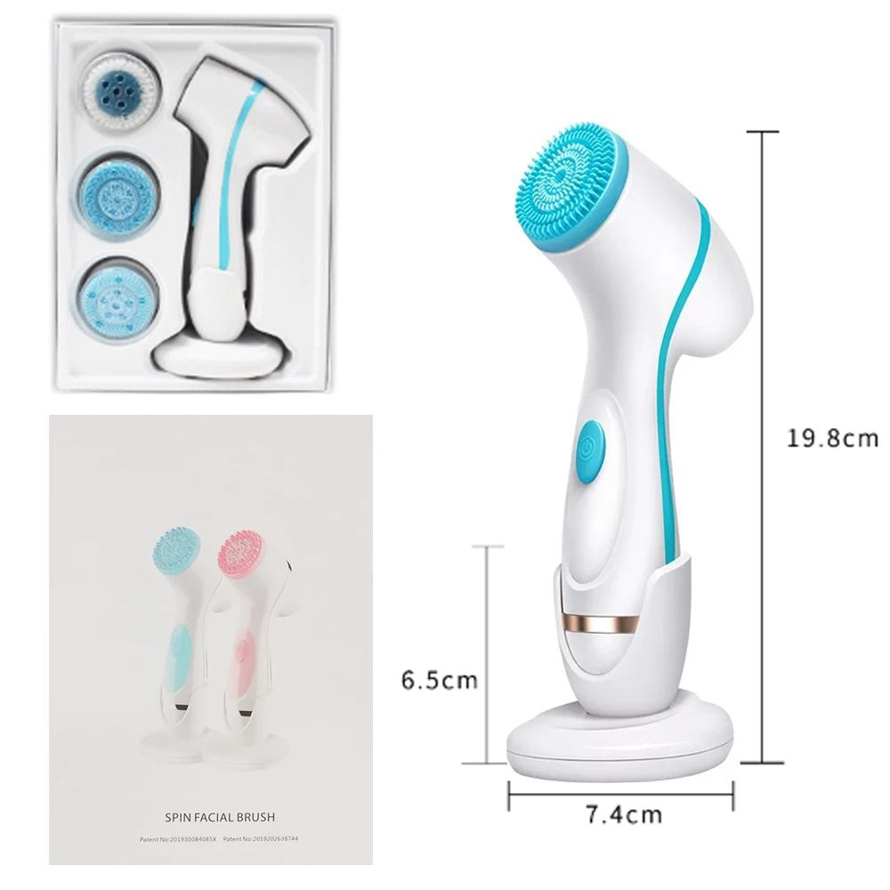 Facial Cleansing Brush Set Facial Cleansing Brush Sonic Face Spin Brush Set Galvanica Facial Spa System For Skin Deep Cleaning Remove Blackhead Machine