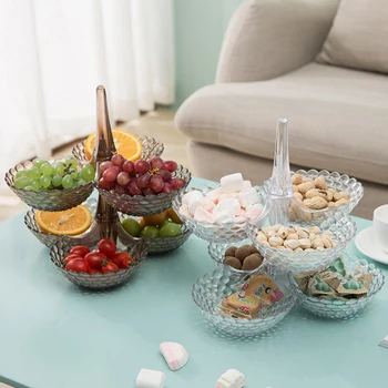 

Stacked Snack Fruit Storage Tray Multi-layer Cake Stand Plate Dried Fruit Snack Platter Desktop Decorative Tray Makeup Organizer
