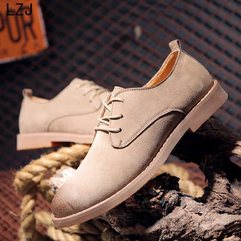 

LZJ 2018 New Casual Leather Shoes Men Spring Autumn Mans Oxfords Retro Male Flats Lace Up Men Shoes Low Top Male Shoes