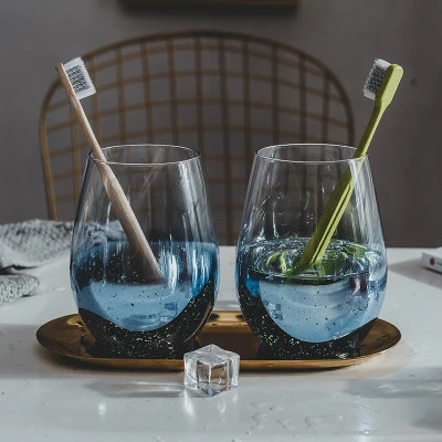 2 Blue LORONZ пара стеклянная чашка с водой Подарки для него бытовые стеклянные чашки набор аксессуаров для ванной чистки чашки стеклянная комбинация - Цвет: 2 Blue