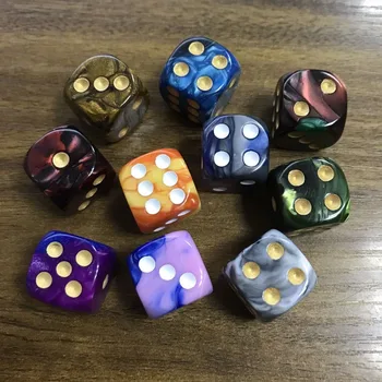 

10Pcs/Set New Colorful 6 Sided Dice Round Corner Pearl Gem Dices 16mm Playing Table Game for Party Board Game