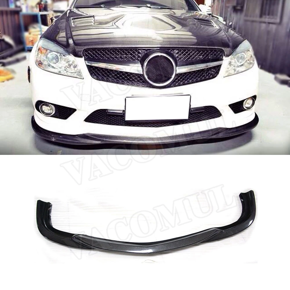 Carbon Fiber Front Bumper Lip Spoiler for Mercedes Benz C Class W204 C63 AMG Sport 2008 -2011 Car Styling