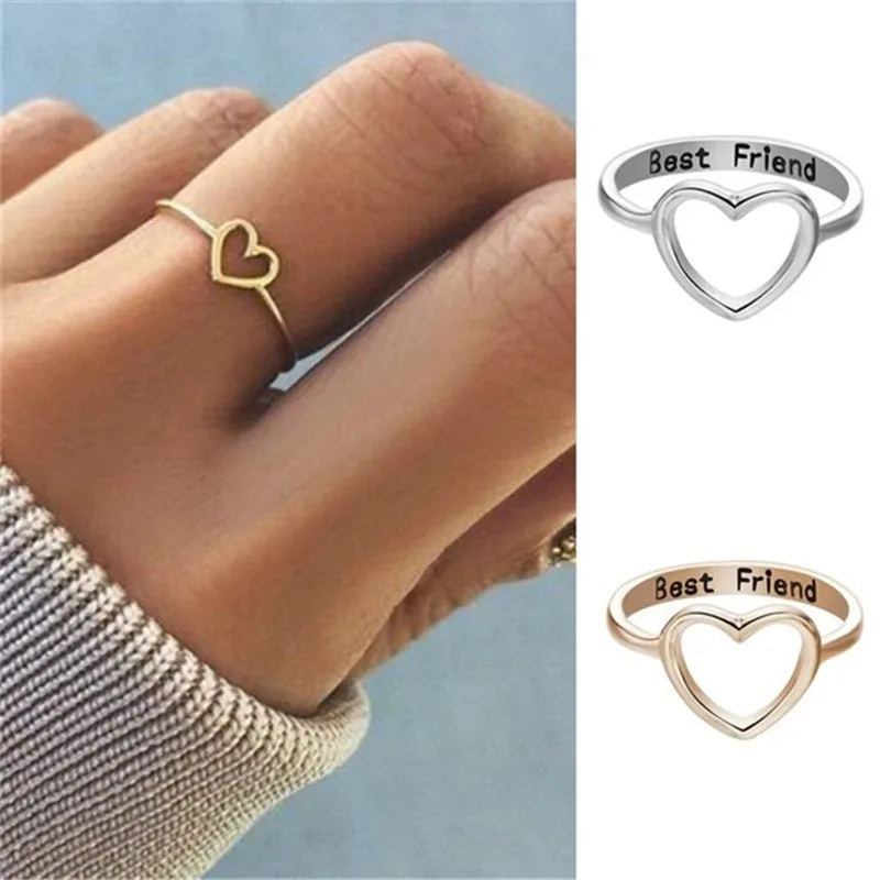 DoreenBeads-anillo de la amistad con corazón para mujer, sortija de Amistad circular no ajustable, con letras, regalo de cumpleaños