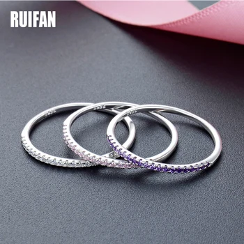 

Ruifan 925 Sterling Silver Wedding Band Rings Zirconia Half Eternity Stackable Engagement Ring for Women White/Rose Gold YRI111