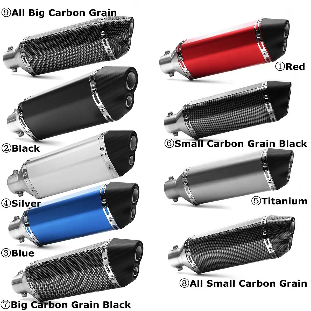 Locomotive sports car street car 38mm-51mm motorcycle double air outlet exhaust carbon stainless steel ATV scooter muffler tube