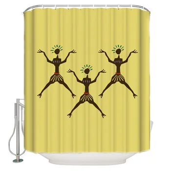 

Primitive Tribe Dance Yellow Bathroom Shower Curtain Home Decoration Bathroom Accessories Shower Curtain