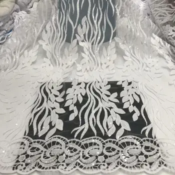 

3D Embroidered French tulle lace fabric Fashionable mesh fabric new design high quality sewing for Party Wedding dress 5yards
