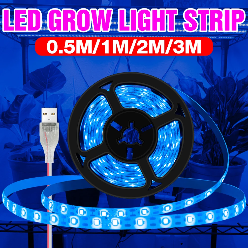 

LED Full Spectrum Grow Light USB Plant Growth Lamp Strip 0.5m 1m 2m 3m Phyto Tape For Indoor Flower Seed Plants Lampada 2835 SMD