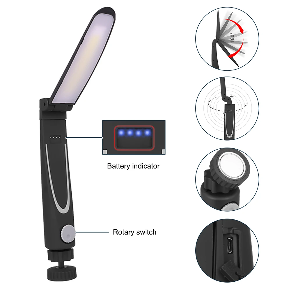 

Asfee Multifunction COB LED Mini Light Work Inspection LED Flashlight Torch Lamp With the Bottom Magnet and Clip