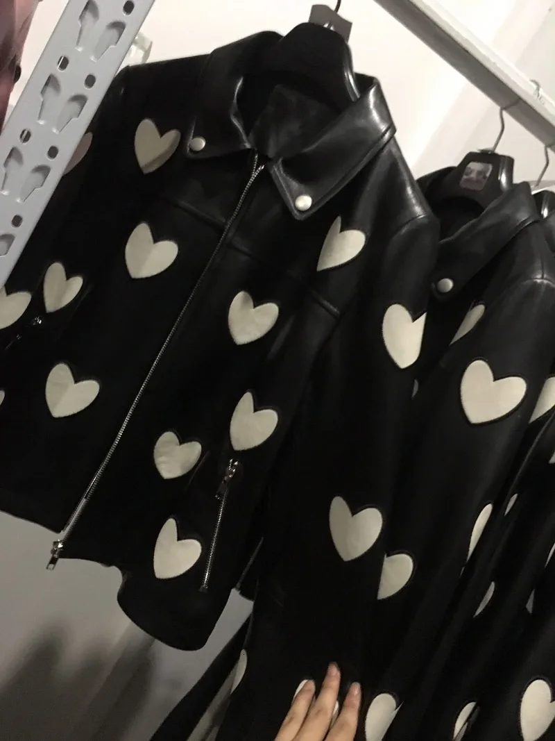S-XXL,, Женское пальто из овчины, короткое, для девушек, натуральная кожа, куртки для мотора, милые женские пальто, уличная одежда, пальто с принтом, Женское пальто на молнии