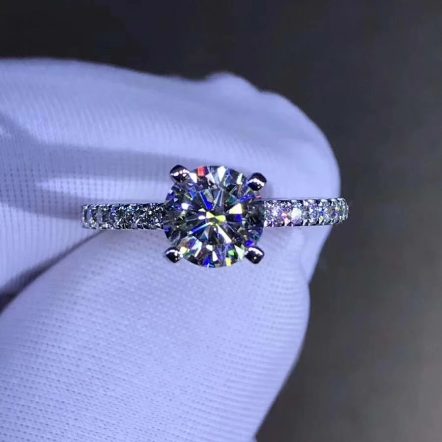 Выполненный на заказ 14K желтого золота 1ct Муассанит кольцо круглой бриллиантовой огранки VVS1 лабораторный алмаз для помолвки, свадьбы, годовщины кольцо