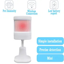 Capteur de mouvement PIR à infrarouge sans fil, 433MHz, antenne intégrée pour système d'alarme domestique GSM/PSTN, prévention des animaux domestiques