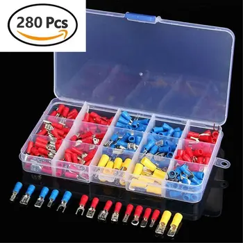 

280Pcs Female Male Insulated Terminals Assorted Crimp Spade Terminal Insulated Electrical Wire Wrap Connector Kit Set