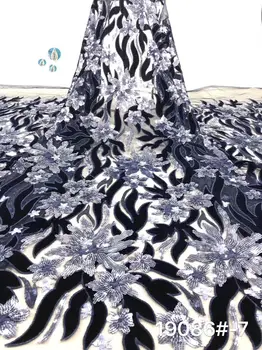 

Beautiful flower embroidery tulle lace textile African party mesh material with sequins for evening dress PAN220(5yards/lot)