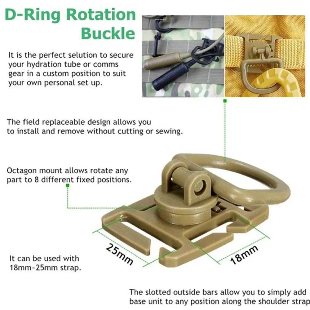 4 шт. тактические вращение на 360 ° d-кольца зажимы Стропы для снаряжения Блокировка для карабин для рюкзака грубого ремня шарнирная стяжная муфта крючки Повседневная Экипировка