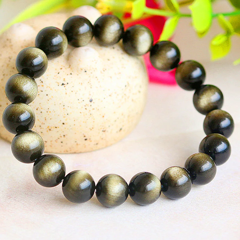 

Gold Obsidian Bracelet High Quality 6A and Collection Level Gold Meteorite Bracelet Unisex Exquisite Gift