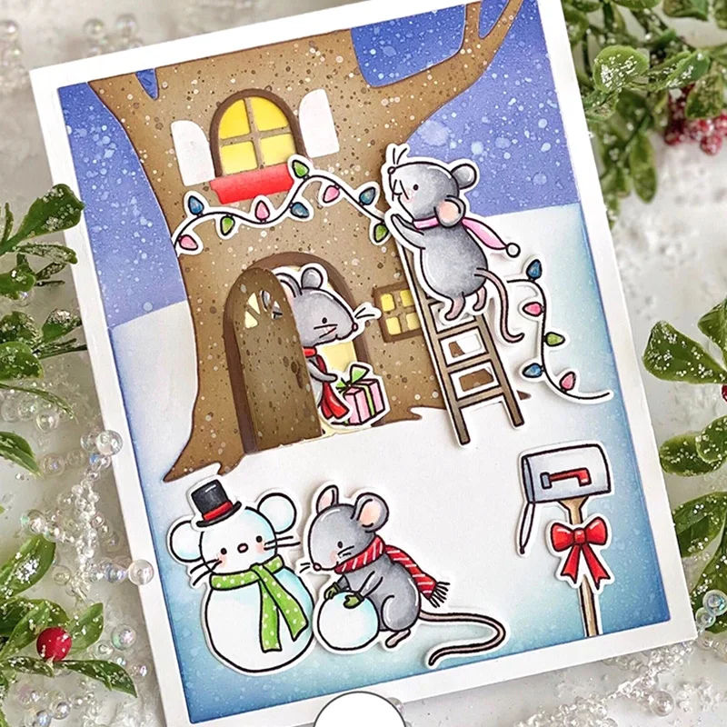 Merry Mice штамп и металлические режущие штампы DIY Скрапбукинг для фотоальбома декоративные силиконовые прозрачные штампы зима