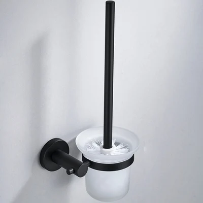 toilet brush holder Черный набор аксессуаров для ванной комнаты, держатель для бумаги, полотенцесушитель, держатель для туалетной щетки, вешалка для полотенец для ванной набор оборудования 304 из нержавеющей стали - Цвет: toilet brush holder