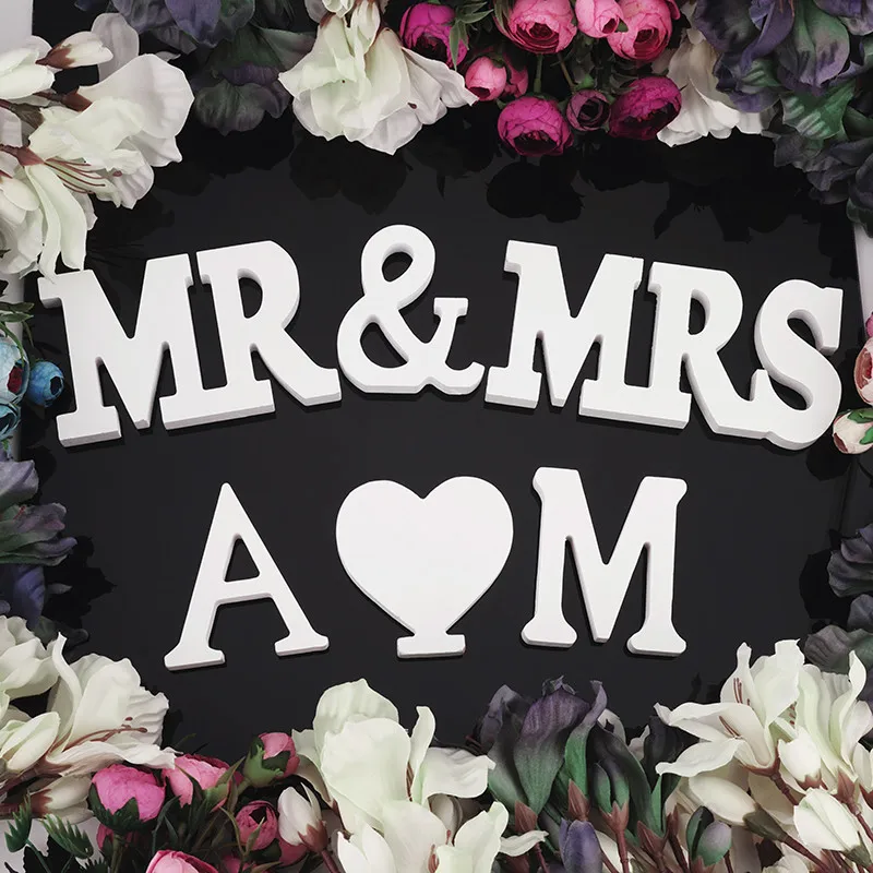 Алфавит Mr Mrs деревянный с надписью Love для свадьбы домашнего декора