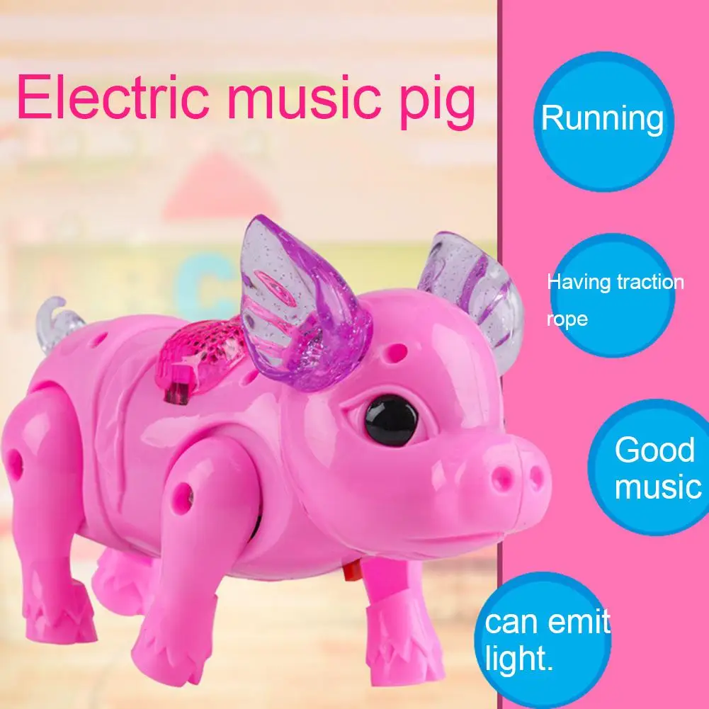 Электрический ходячий Пение Музыкальный светильник свинья игрушка с поводком Интерактивная детская игрушка Подарки на день рождения