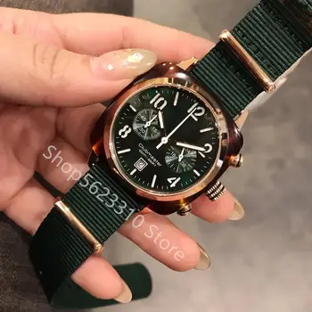 

Fashion Multi-function Military Sports Watches Nylon belt Quartz Wrist Watch Canvas Strap clock Amber Stripes calendar watch