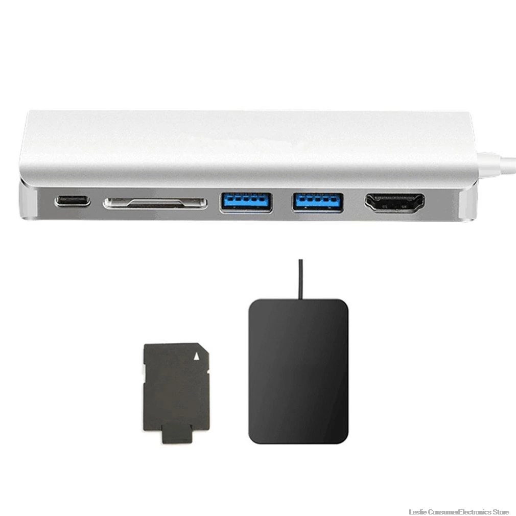 Концентратор type C 6в1 usb-c 3,1 до 4K Hdmi Pd 2Usb3. 0 Dp LAN Dongle для Mackbook Pro