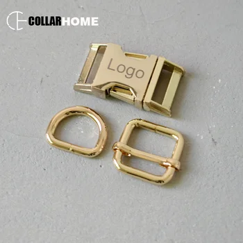 

10 sets engrave logo ID metal buckle D ring 20mm webbing for bag dog pet collar DIY accessories adjusters sliders belt buckle
