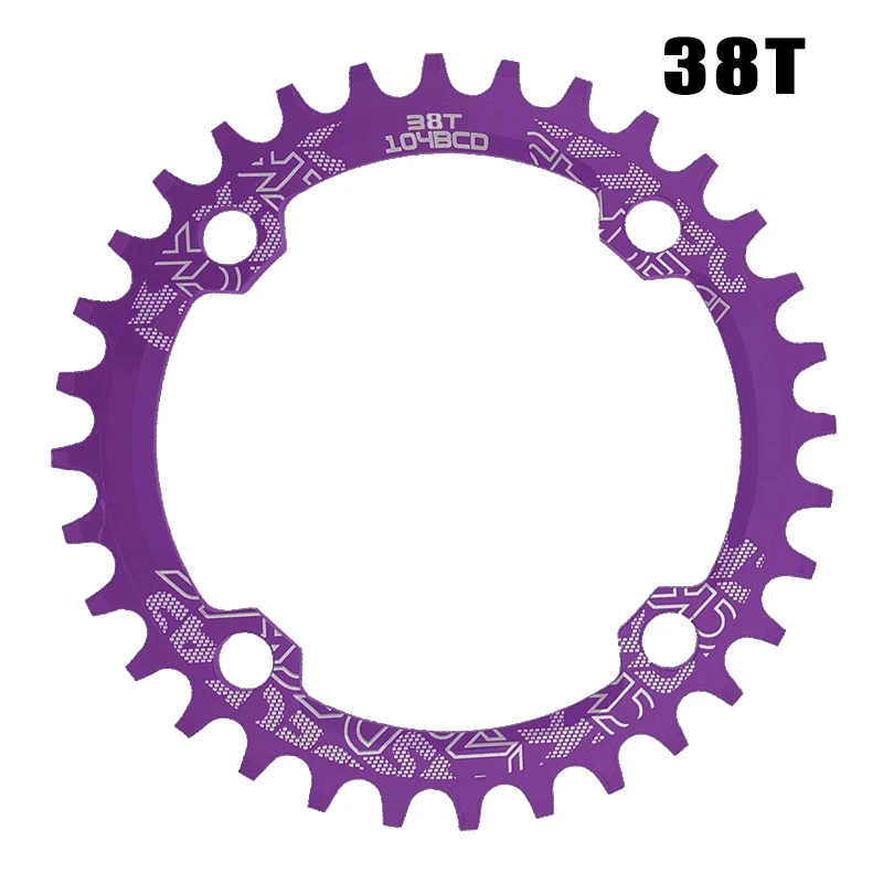 round 38T purple 104BCD круглая цепь колеса узкая широкая цепь MTB болты горный велосипед 32T 34T 36T 38T шатуны один зуб пластина часть - Цвет: round 38T purple
