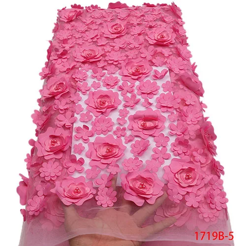 Модная африканская кружевная ткань высокого качества 3D Цветочная ткань с вышивкой и бисером французский тюль сетка кружева для свадебного платья APW1719B - Цвет: Picture 5