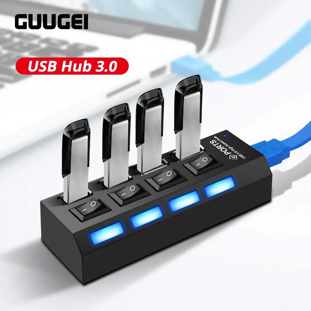 GUUGEI usb-хаб 3,0 Мульти USB 3,0 концентратор USB Высокоскоростной разветвитель 4 порта 2,0 Hab устройство для чтения карт SD TF все в одном аксессуары концентратор для ПК