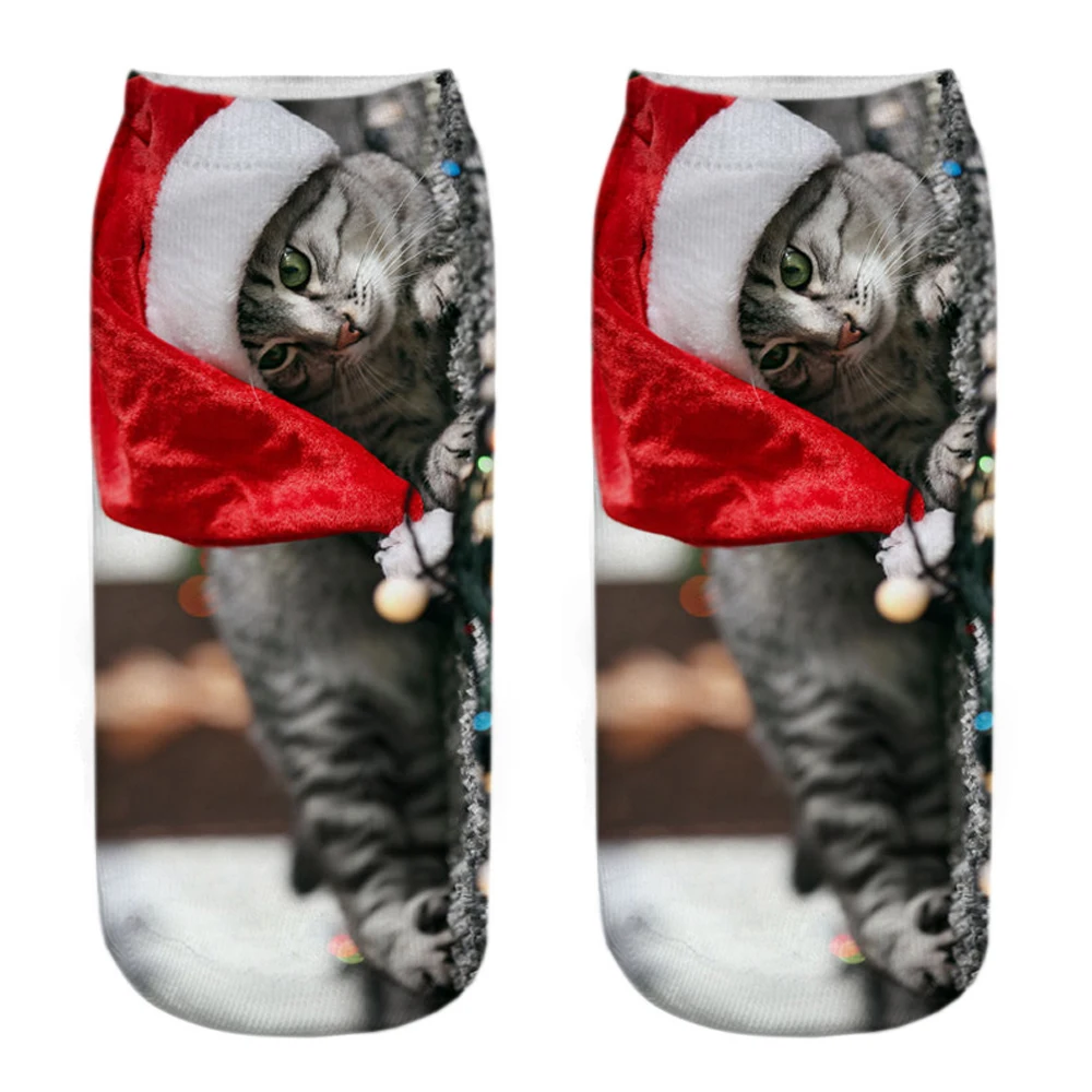 1 Paar süße Mädchen lustige Cartoon Tier Katze 3d gedruckt Weihnachten Geschenk Socken Kätzchen Knöchel Socken Neuheit Weihnachten Geschenke Drops hip – Detail 15