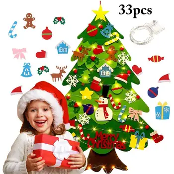 

DIY felt Christmas tree children's Christmas ornaments with string light hanging movable ornament Christmas gift home decoration