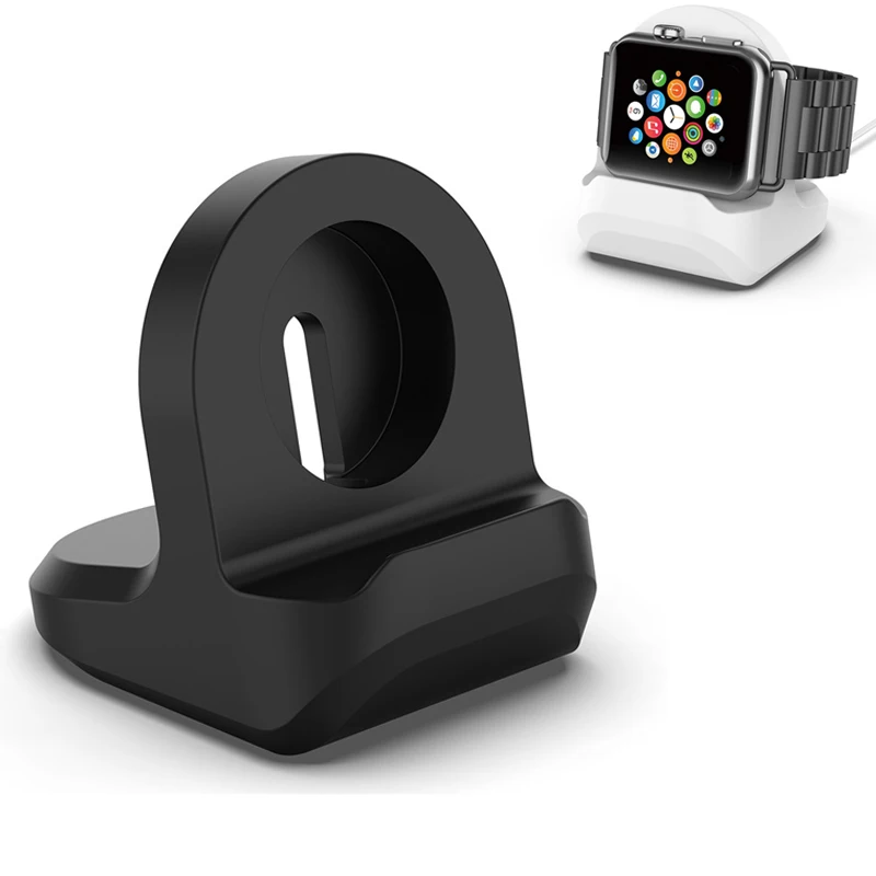 

Silicone Charger Holder for Apple Watch Series 1/2/3/4/5 Charging Dock Station for i Watch 44mm 42mm 40mm 38mm Black Stand
