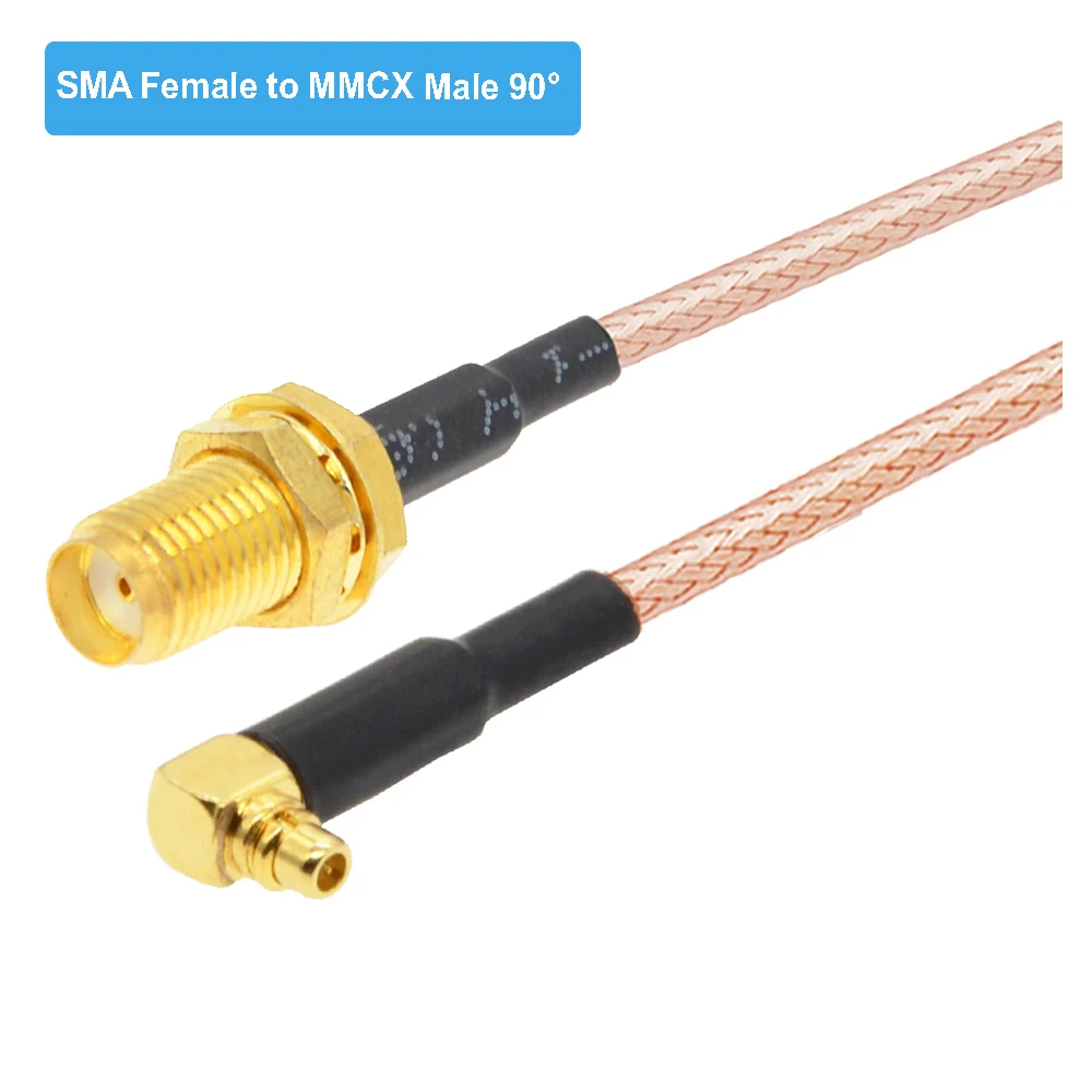 MMCX Jack Female To MMCX Right Angle Plug Male Connector Assembly With Rg316 Coax Jumper Pigtail Cable