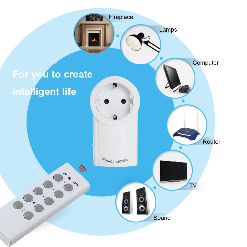 FULL-For Wireless Light Switch Plug Smart Socket 433 Mhz Smart Home Remote Control Power Outlet for Broadlink Rm Pro