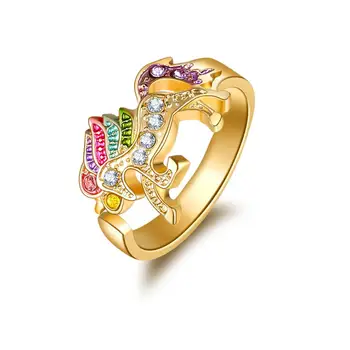 

UUNICO Classic Colored Unicorn Rings Cute Colt Opening Adjustable Ring Trendy Women Jewelry For Girl Friend Valentine's Day Gift