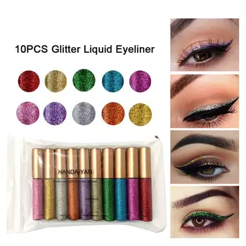

HANDAIYAN Glittering Liquid Eyeliner Set, Sequins and Shimmering Liquid Eyeliner 10pcs