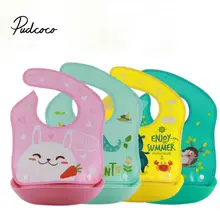 Pudcoco, горячая Распродажа, Детский водонепроницаемый силиконовый нагрудник для мальчиков и девочек, моющийся, свернутый, для кормления, для еды