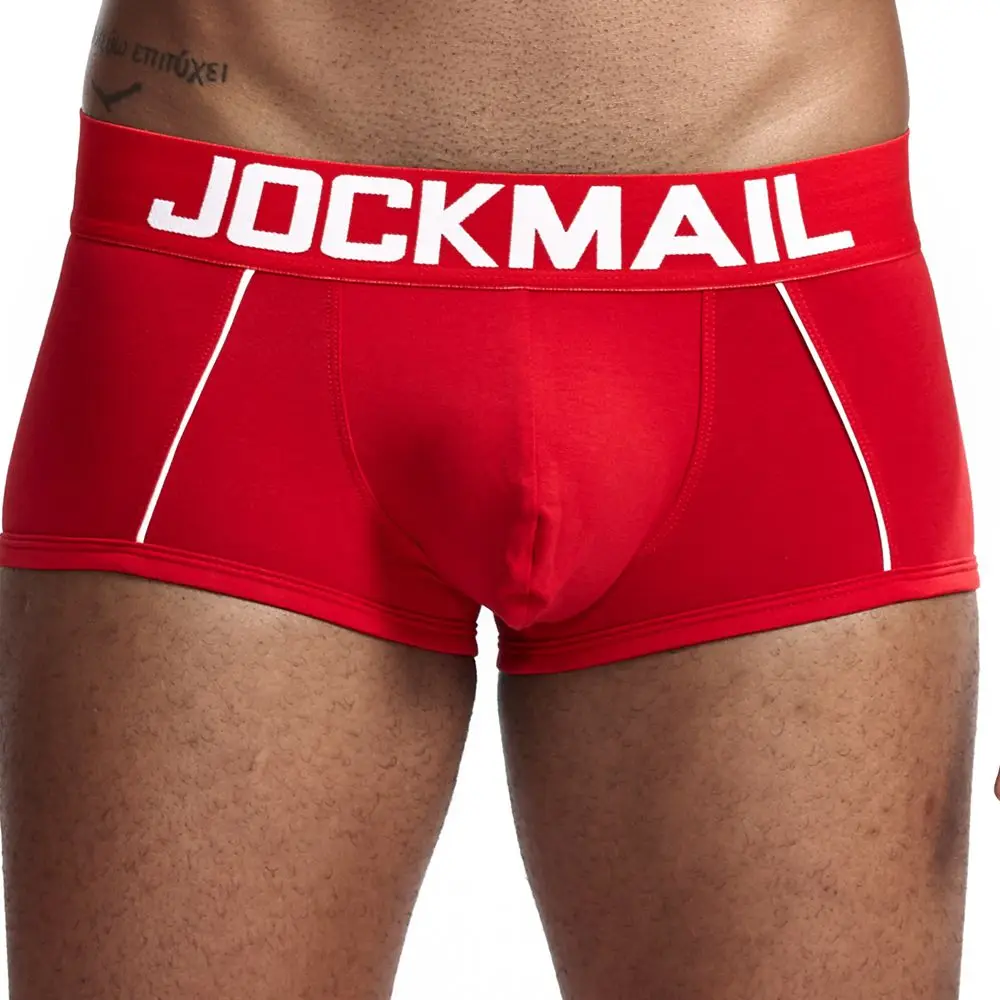 JOCKMAIL boxerbriefs New Fashion Men Underwear Sexy boxershorts men U Convex Pouch boxer homme Gift For Men Gay cueca bragas - Цвет: Красный