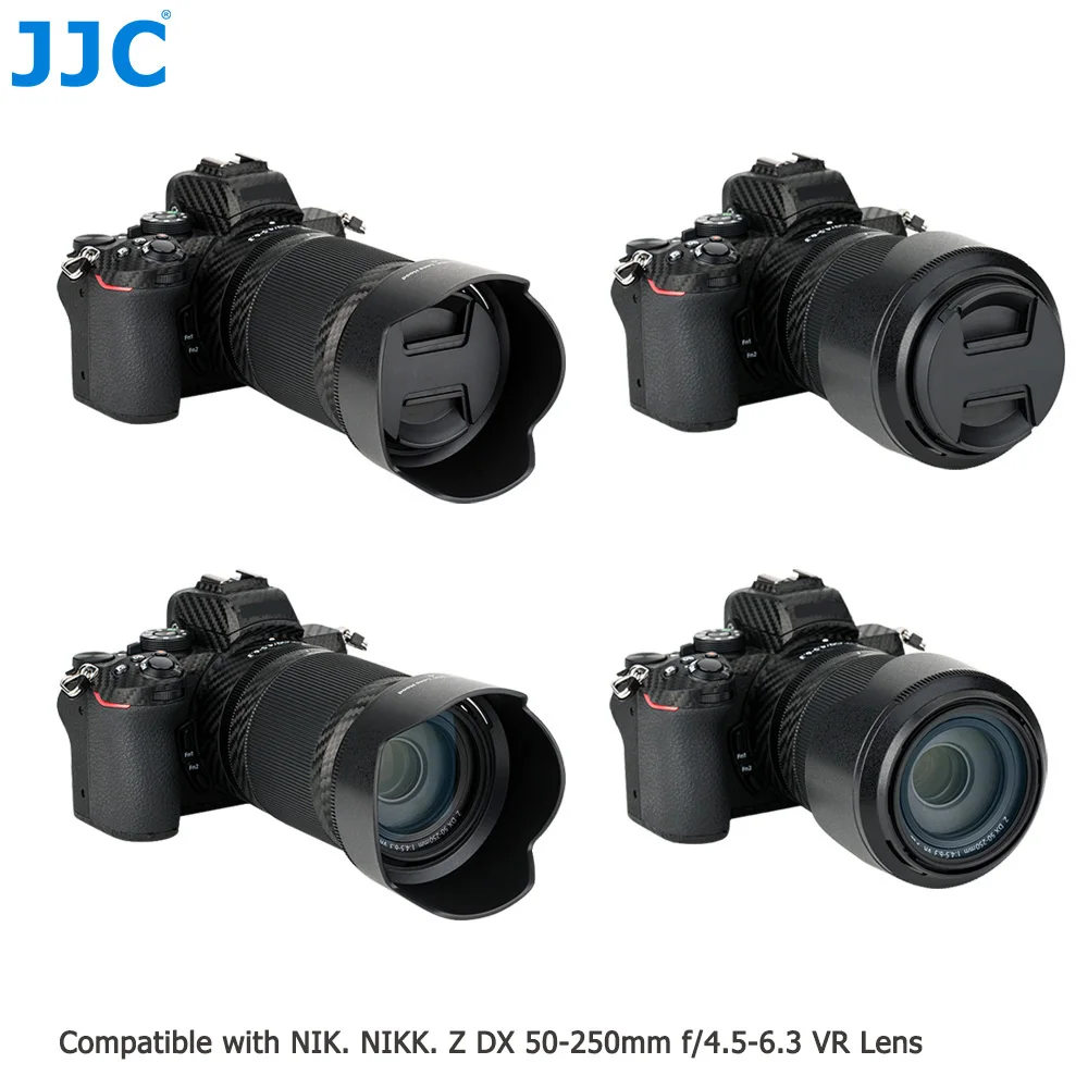 JJC LH-90A Reversible Parasol Para Nikon NIKKOR Z DX 50-250mm f/4.5-6.3 lente VR 